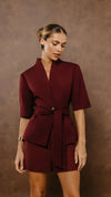 Blazer manga curta Nancy Dark Wine